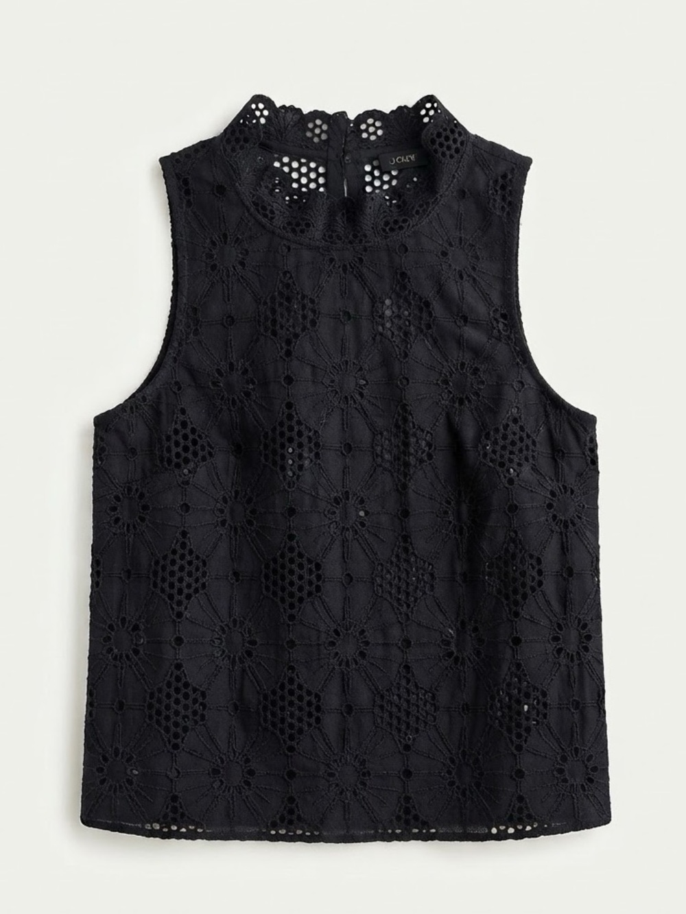 NWT- J Crew Black Floral Lace Sleeveless Top - Women